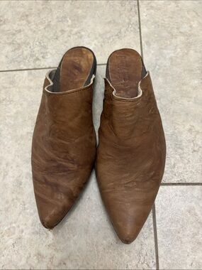 Bosabo Brown Pointed Leather Slip-On Mules